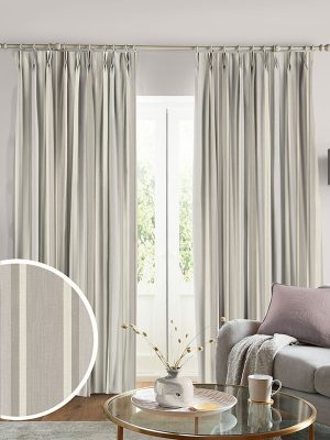 Awning Stripe Dove Grey Curtain