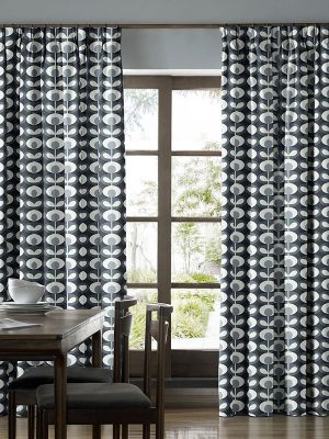 Oval Flower Cool Grey Curtain