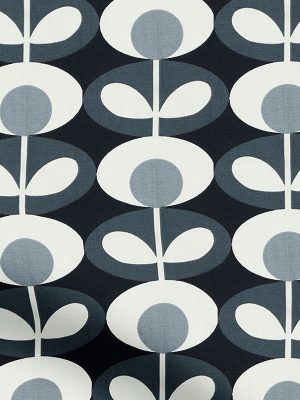 Oval Flower Cool Grey Curtain